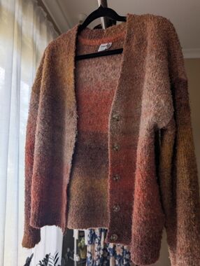 Simons TwikBouclé and shaded cardigan - Patterned Orange MEDIUM